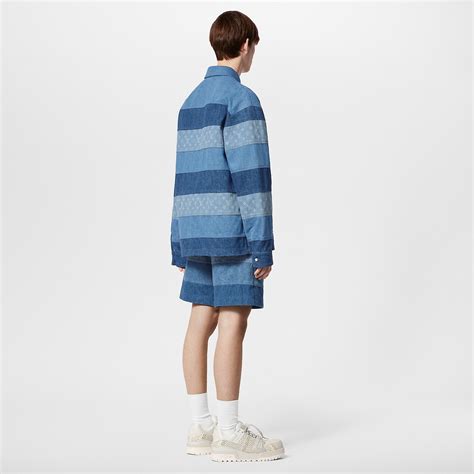 lv denim patchwork|Striped Patchwork Denim Shorts .